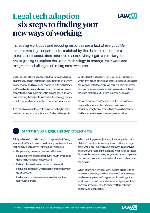 In-House Legal Tech Adoption - Six Steps to Finding Your New Ways of Working