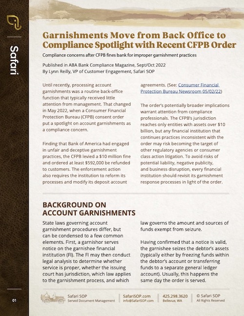 Account Garnishment Compliance After the CFPB Order