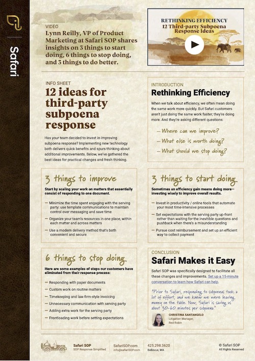 Rethinking Efficiency: 12 Third-party Subpoena Response Ideas
